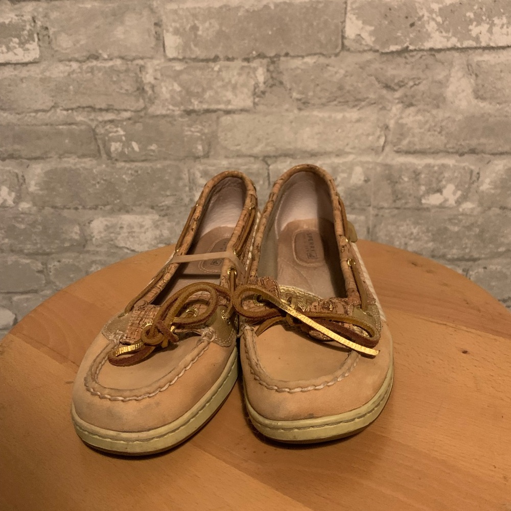 Gold and tan Sperry Top Slider size 7 - Picture 2 of 8